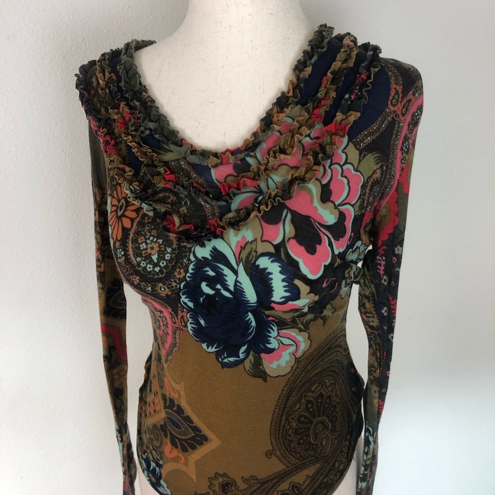 Etro longsleeve paisley and floral print top